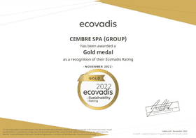 CEMBRE awarded with the EcoVadis gold medal for their sustainability performance