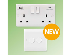 New Ultra-fast USB-A&C and 250W Dimmer plate expands Hamilton Verve white plastic range